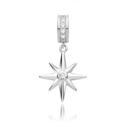 Silver Rhodium Plated Cz Northern Star  Pendant 