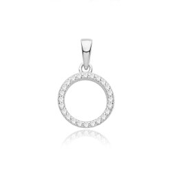 Silver Rhodium Plated Cz Circle Pendant 
