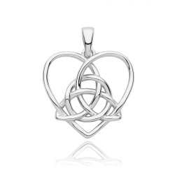 Silver Rhodium Plated Celtic Heart Pendant 