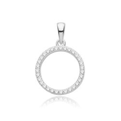 Silver Rhodium Plated Cz Circle Pendant 