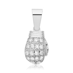 Silver Cz Boxing Glove 