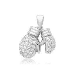 Silver Cz Boxing Gloves 