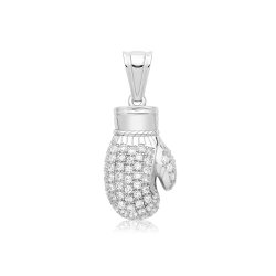 Silver Cz Boxing Glove 