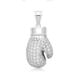 Silver Cz Boxing Glove 