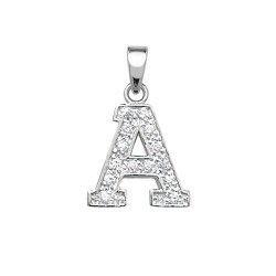 Silver Cz Initial Pendant 