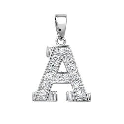 Silver Cz Initial Pendant 