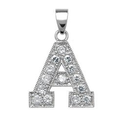 Silver Cz Initial Pendant 