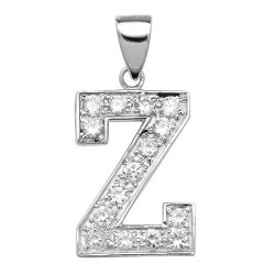 Silver Cz Initial Pendant 