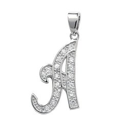 Silver Cz Initial Pendant 