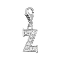 Silver Cz Initial On Trigger Pendant 
