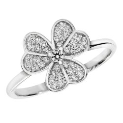 Silver Shamrock Cz  Ring 