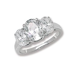Silver Cz Trilogy Ring 