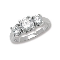 Silver Cz Trilogy Ring 