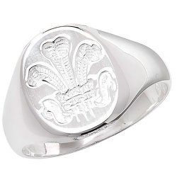 Silver Gents' Prince Of Wales Feathers Ring 