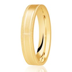 Skye 9ct Yellow Gold Light Flat Court Diamond Cut Wedding Ring