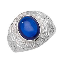 Silver Gents' Blue Stone College Ring 