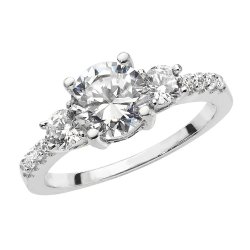 Silver Cz Trilogy Ring 