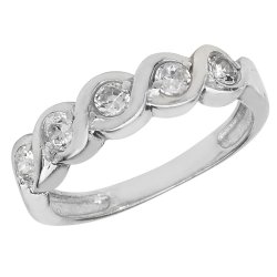 Silver Cz Set Half Eternity  Ring 