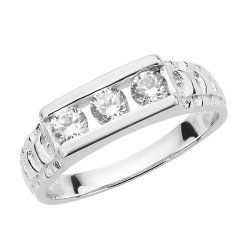 Silver Babies' Trilogy Cz Ring 