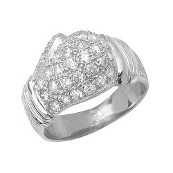 Silver Gents' Cz Boxing Glove Ring 