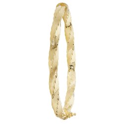 9ct Gold Diamond Cut Twisted Hinged Bangle 