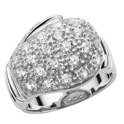 Silver Gents' Cz Boxing Glove Ring 