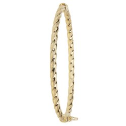 9ct Gold Diamond Cut Twisted Hinged Bangle 