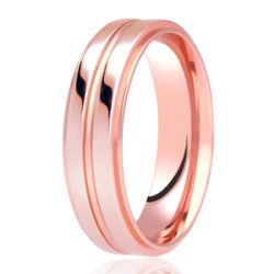 Nico 14ct Rose Gold Light Flat Court Diamond Cut Wedding Ring