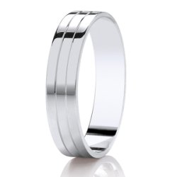 Deana Platinum Light Flat Court Diamond Cut Wedding Ring