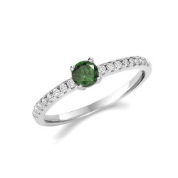 Silver Rhouium Plated Cz Solitaire Ring 