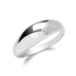 Silver Rhouium Plated Dome Ring 