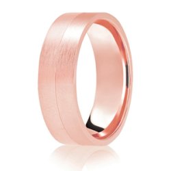 Suki 14ct Rose Gold Light Flat Court Diamond Cut Wedding Ring