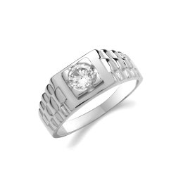 Silver Mens Cz Ring 