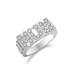 Silver Cz Mum Ring 