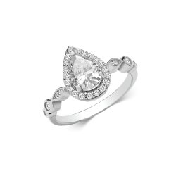 Silver Dress Cz Set Ring 
