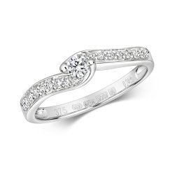 Diamond Solitaire Twist Ring In 9ct White Gold 