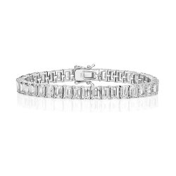 Emerald Cut Stone Side By Side Set Claw Bracelet 