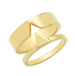 Silver Gold Plated Interlocking Triangle Ring 