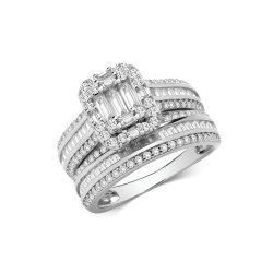 Silver Bridal Cz Set Band & Ring 