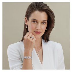Pave Set Herringbone Links Pull Style Bracelet LBG0013