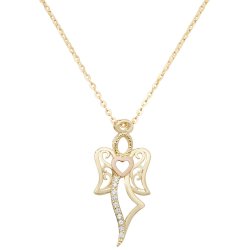 9ct Gold Cz 2 Tone Angel Necklet 