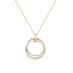 9ct Gold Diamond Cut And Plain Double Circle Necklet 