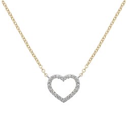 9ct Gold Cz Open Heart Necklet 