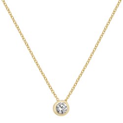 9ct Gold Single Cz Rubover Necklet 