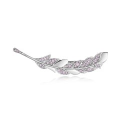 Pale Pink And White Stones Fine Leaf Brooch LHG0008