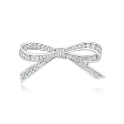 Round Stones With Thread And Grain Set Bow Brooch LHG0005