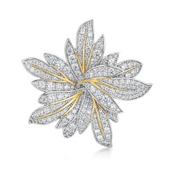 Yellow Gold Vermeil Pave Set Flower Brooch LHG0007