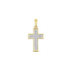 Diamond Pave Set Cross In 9ct Gold 