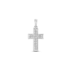 Diamond Pave Set Cross In 9ct White Gold 