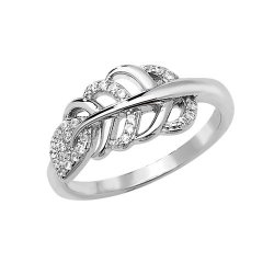 Silver Leaf Cz Ring 